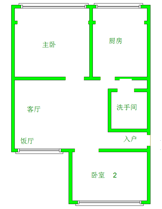 草堂光华苑二期 金4楼套二 65万一梯两户 户型方正